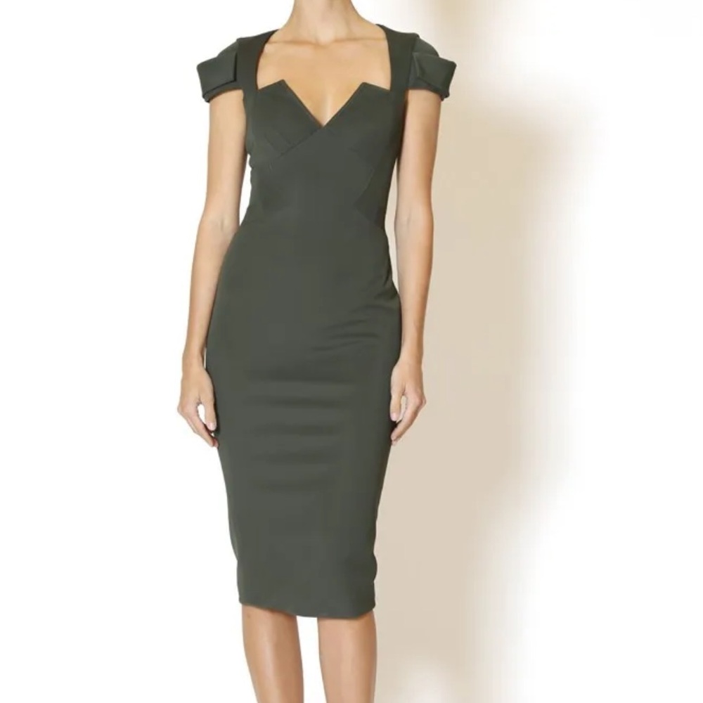 Zac Posen Forest Green Sheath Dress New with Tags Size 12